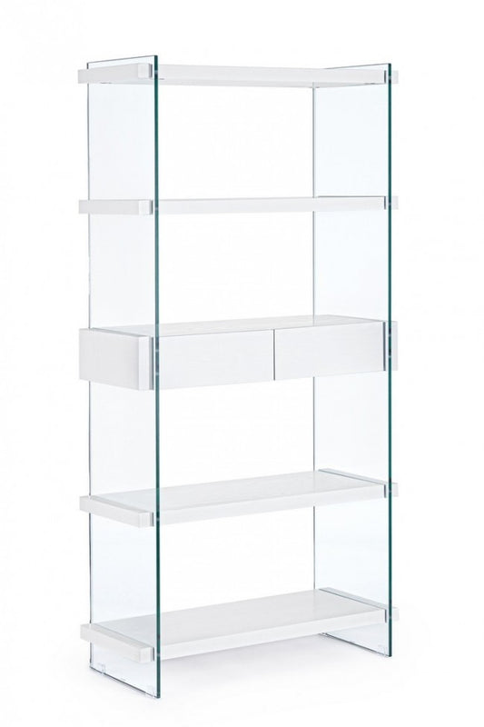 LIBRERIA 4P-2C LINE WOOD BIANCO