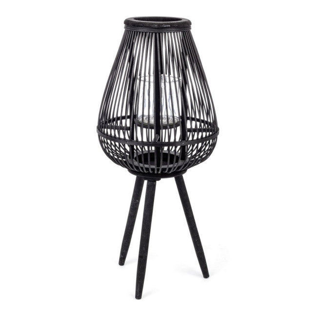 LANTERNA TREPPIEDE BAMBOO NERO H78