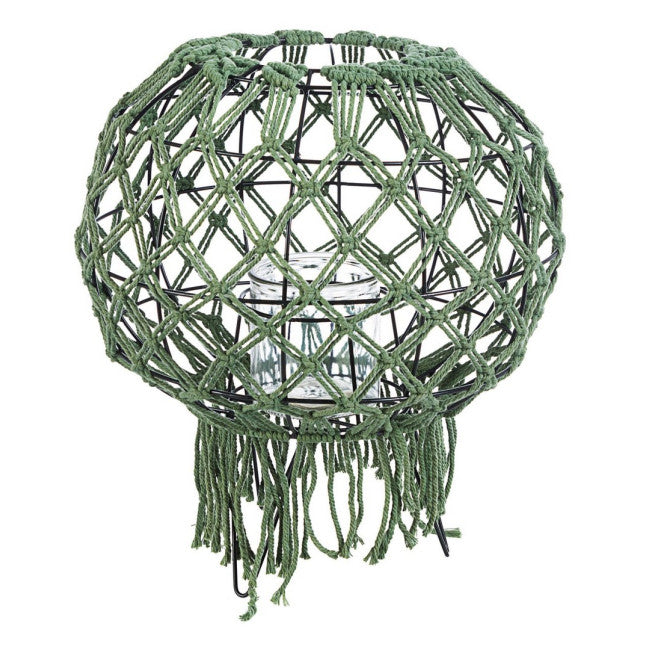 LANTERNA MACRAME VERDE H38