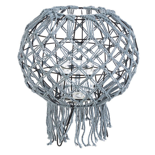 LANTERNA MACRAME GRIGIO H38
