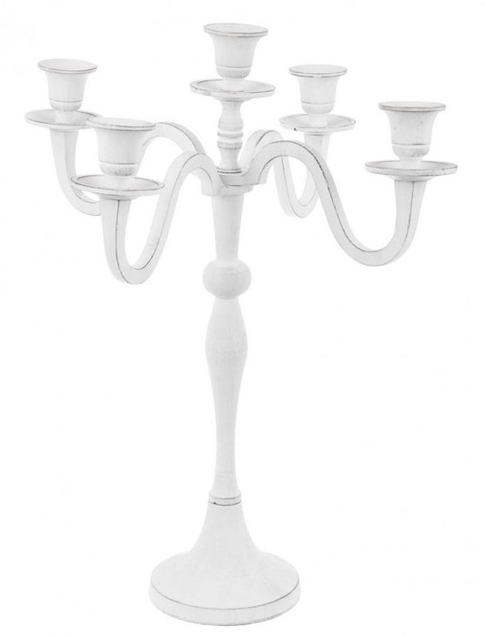 CANDELABRO NORAH 5FUOCHI BIANCO H43