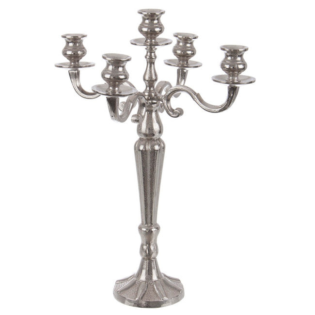 CANDELABRO LARYN 5FUOCHI ARGENTO H52