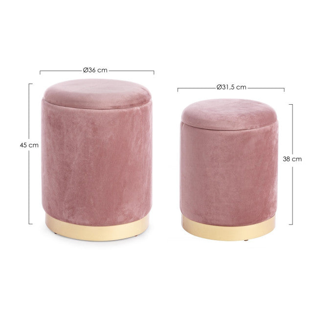 SET2 POUF CONTENITORE POLINA ROSA ANTICO