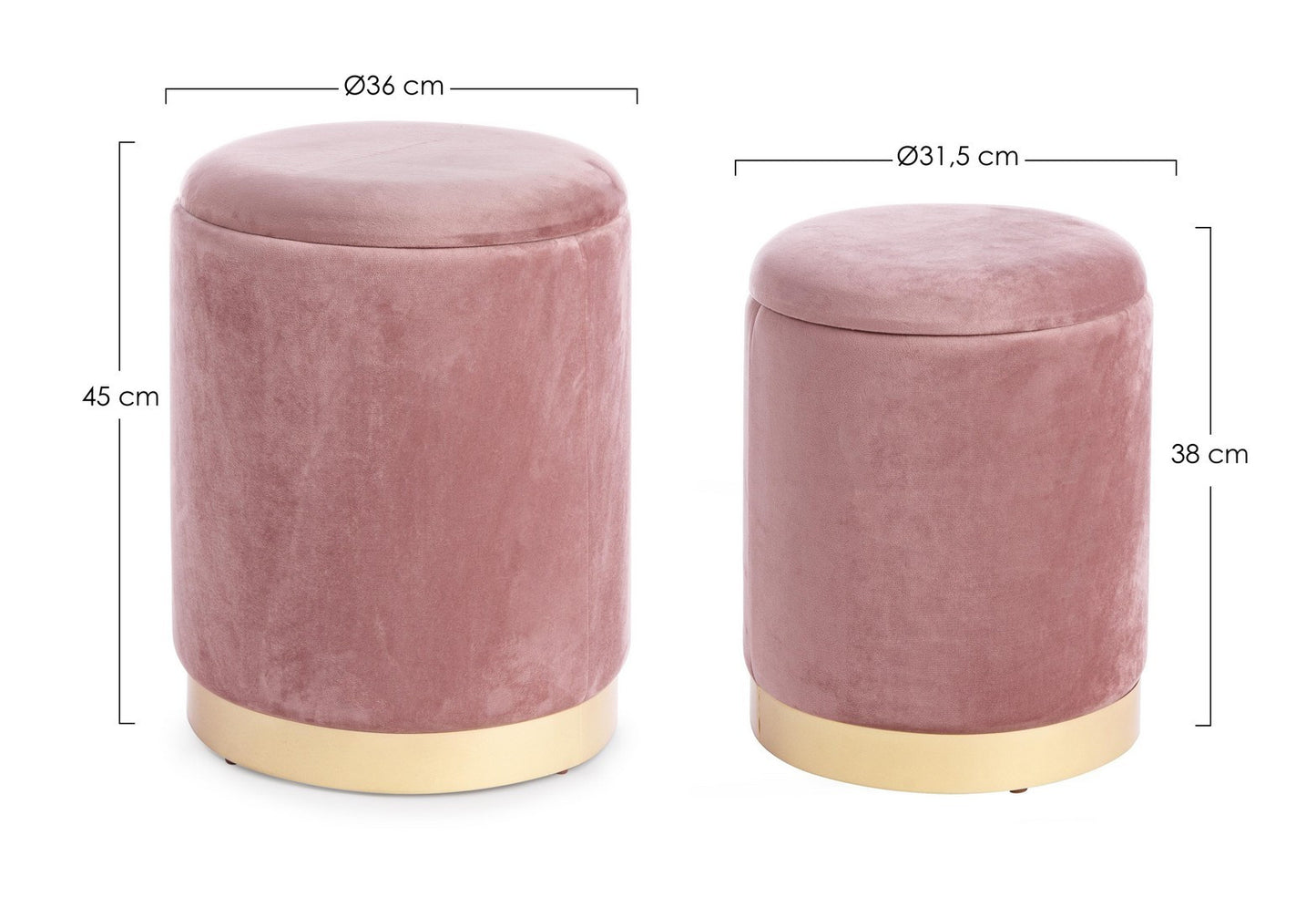 SET2 POUF CONTENITORE POLINA ROSA ANTICO