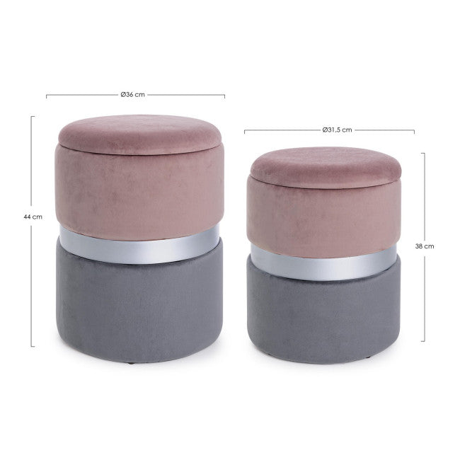 SET2 POUF CONT.POLINA ROSA-GRIGIO