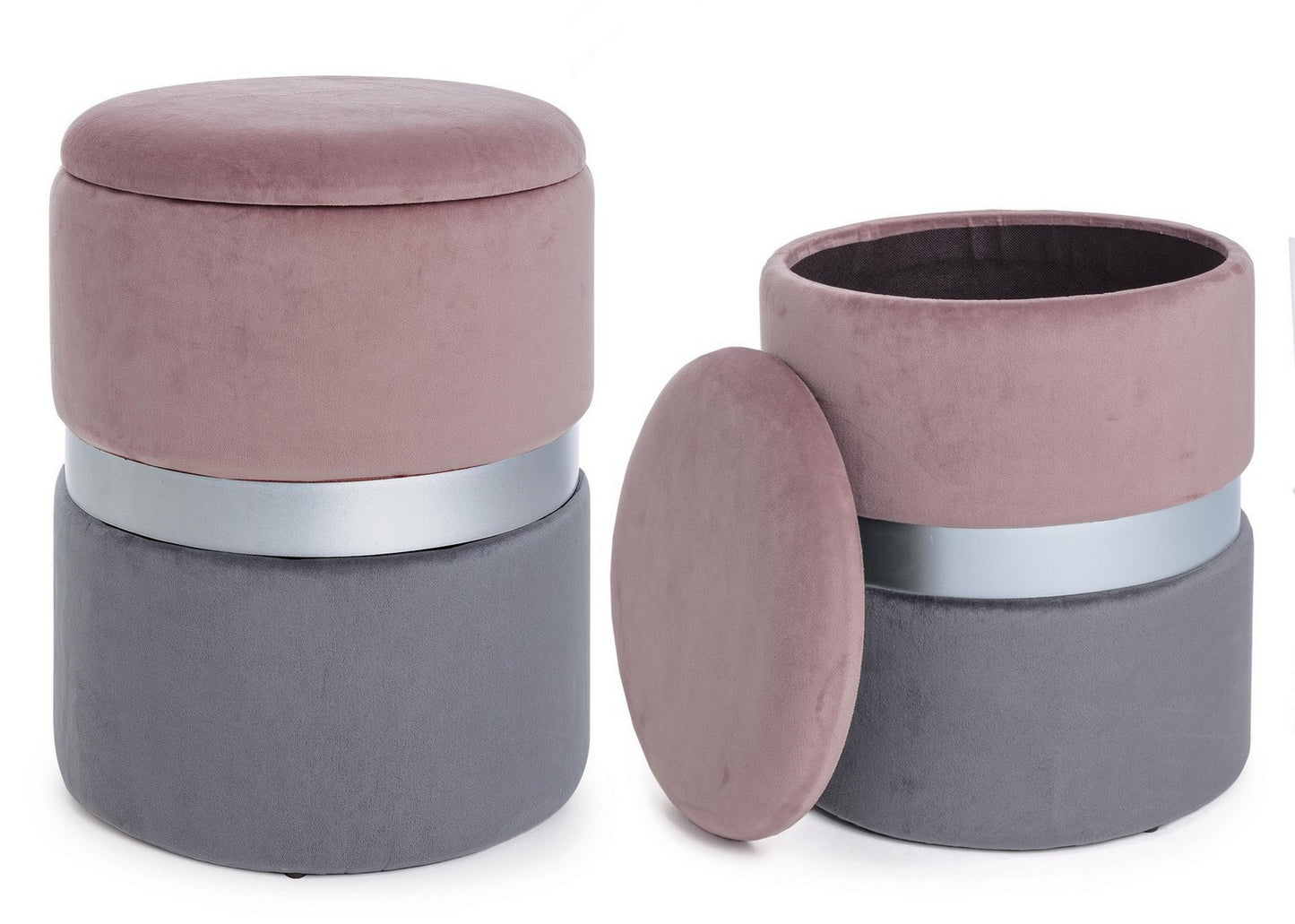 SET2 POUF CONT.POLINA ROSA-GRIGIO