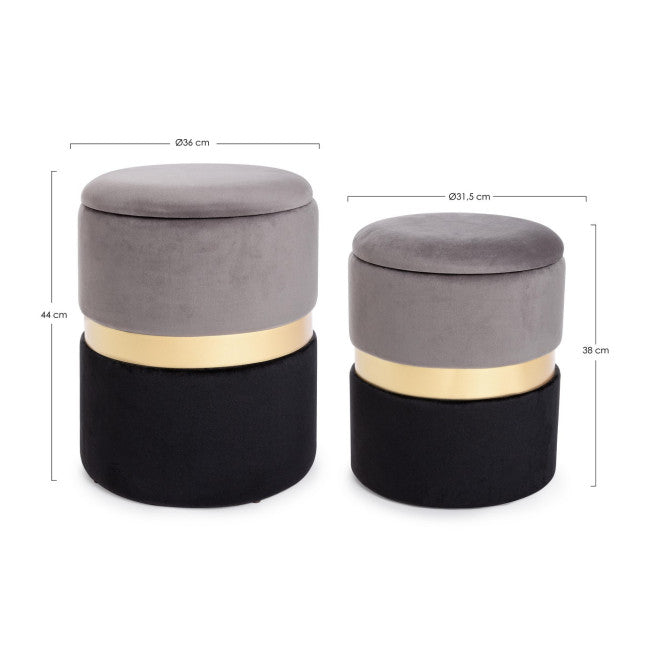 SET2 POUF CONT.POLINA GRIGIO-NERO