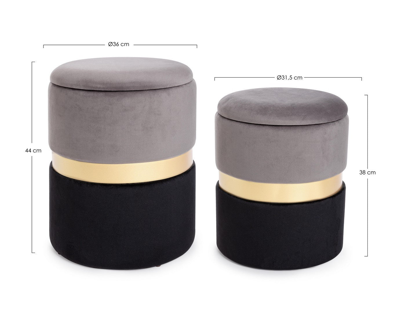 SET2 POUF CONT.POLINA GRIGIO-NERO
