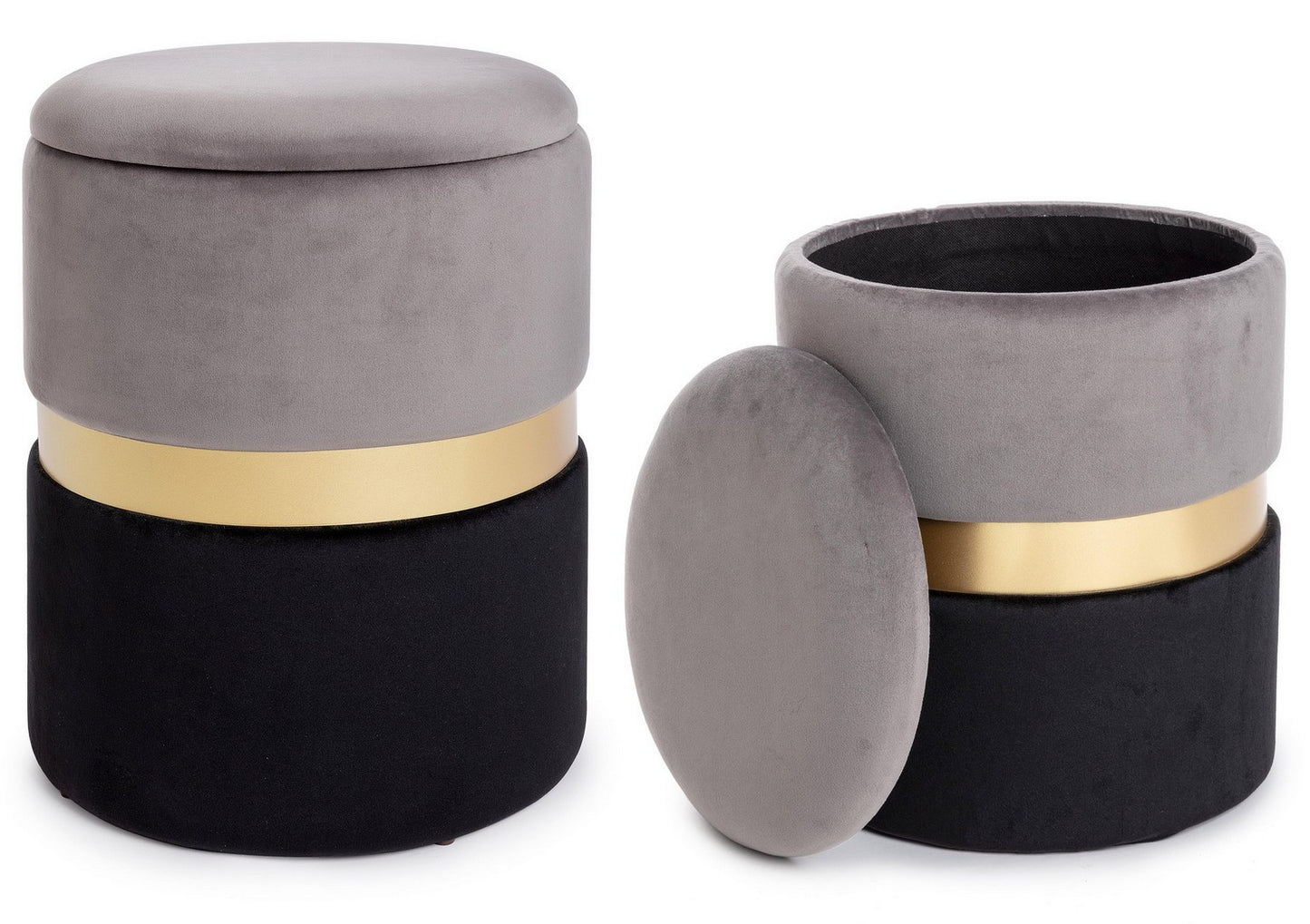 SET2 POUF CONT.POLINA GRIGIO-NERO