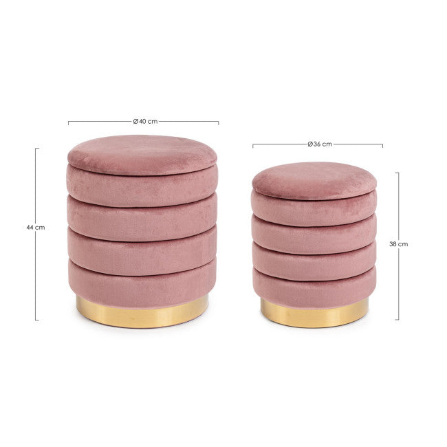 SET2 POUF CONTENITORE DARINA ROSA ANTICO