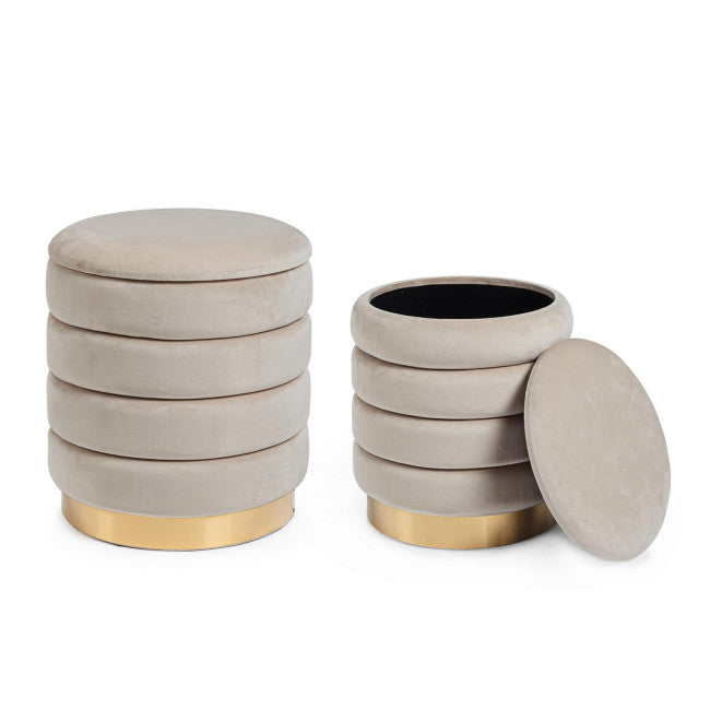 SET2 POUF CONTENITORE DARINA BEIGE