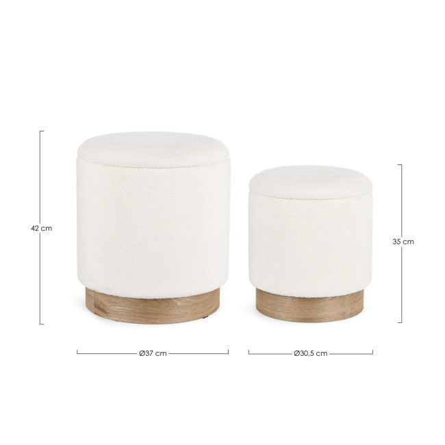 SET2 POUF CONTENITORE.ZOYA BIANCO