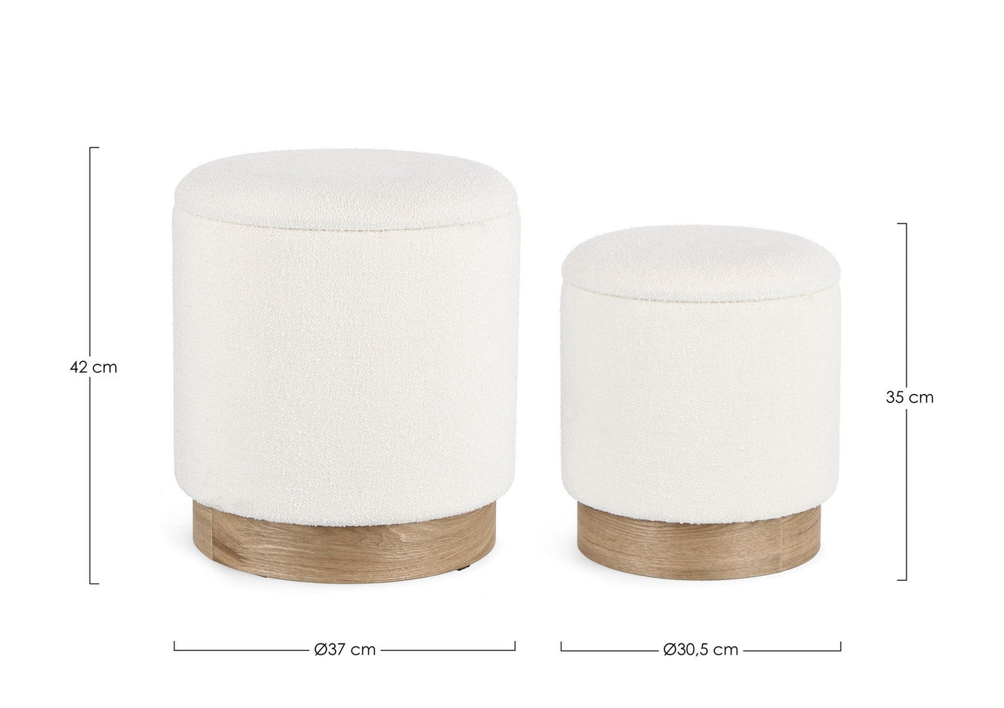 SET2 POUF CONTENITORE.ZOYA BIANCO