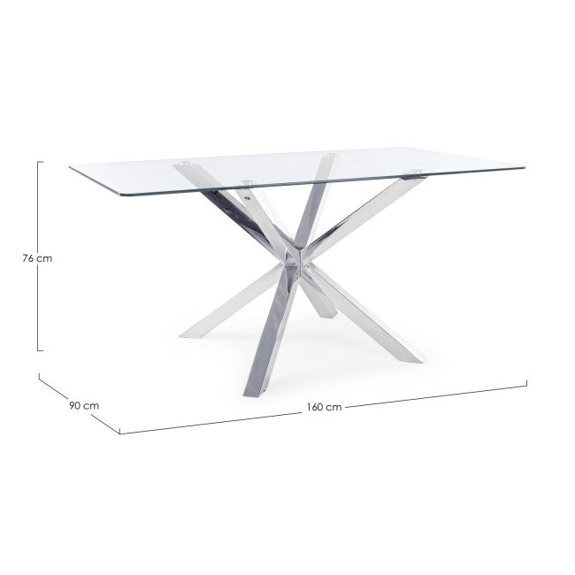 TAVOLO MAY RETT GAMBA ACCIAIO 160X90