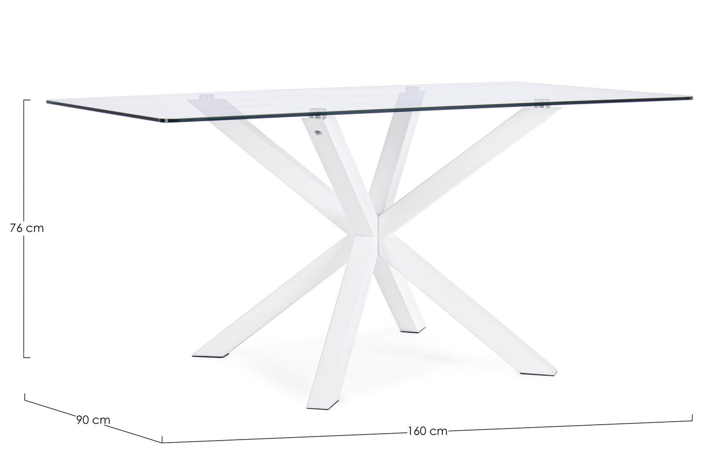 TAVOLO MAY RETT GAMBA BIANCO 160X90