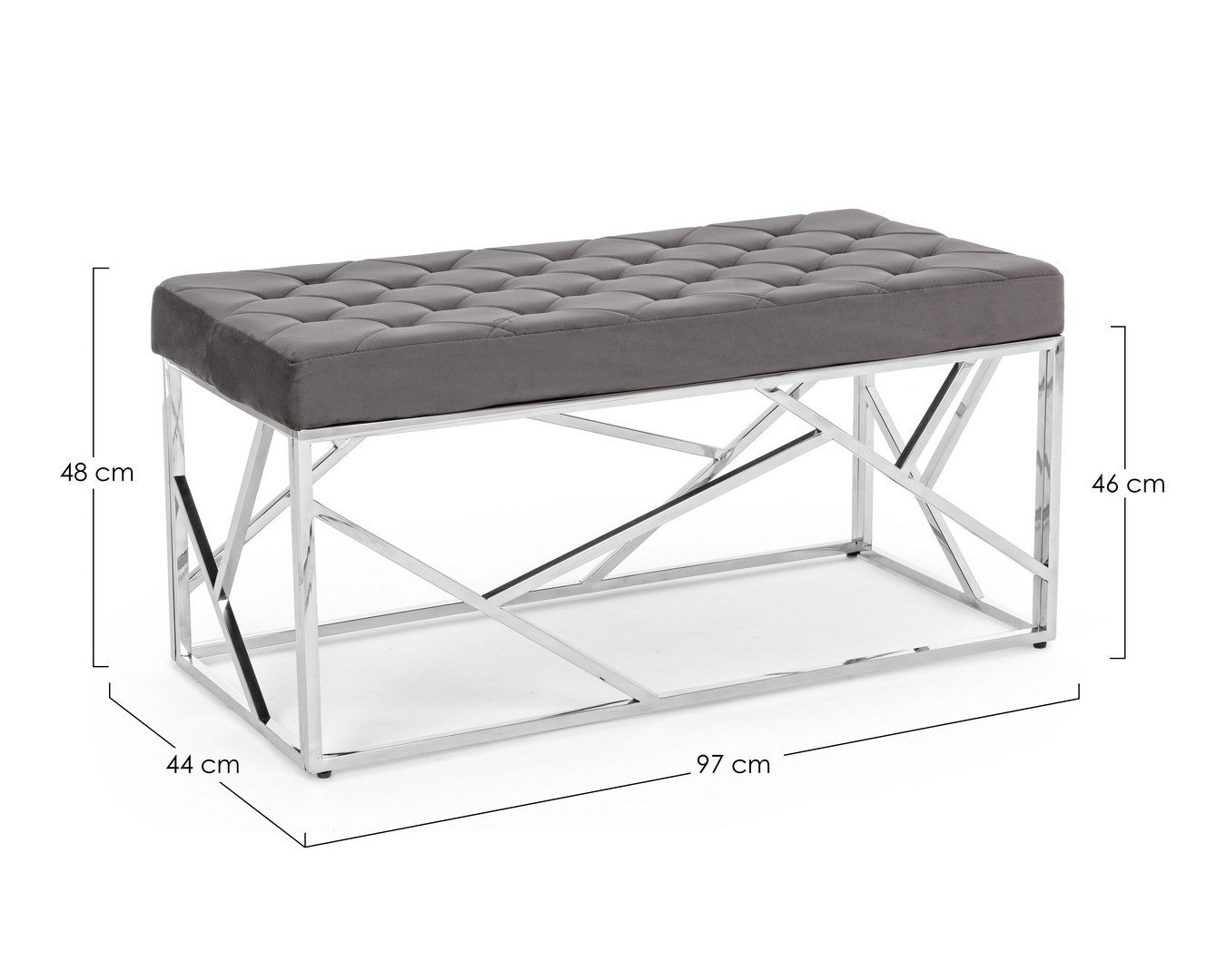 PANCA RAYAN VELLUTO GRIGIO 97X44