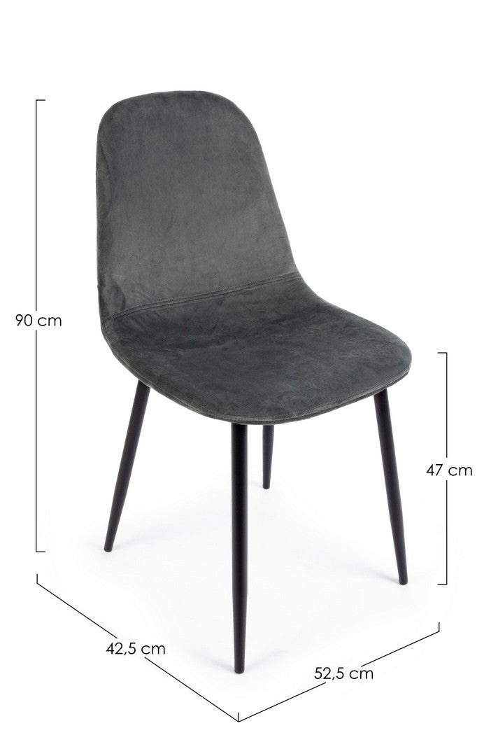 SEDIA IRELIA VELLUTO GRIGIO SCURO