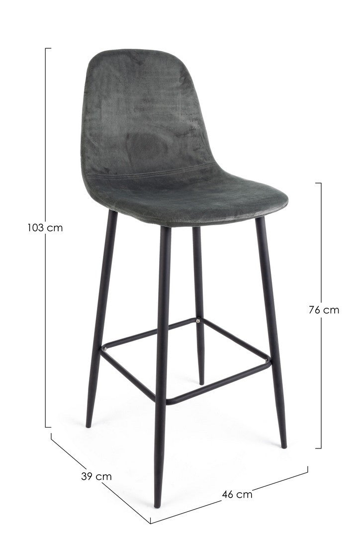 SGABELLO BAR IRELIA VELLUTO GRIGIO SCURO