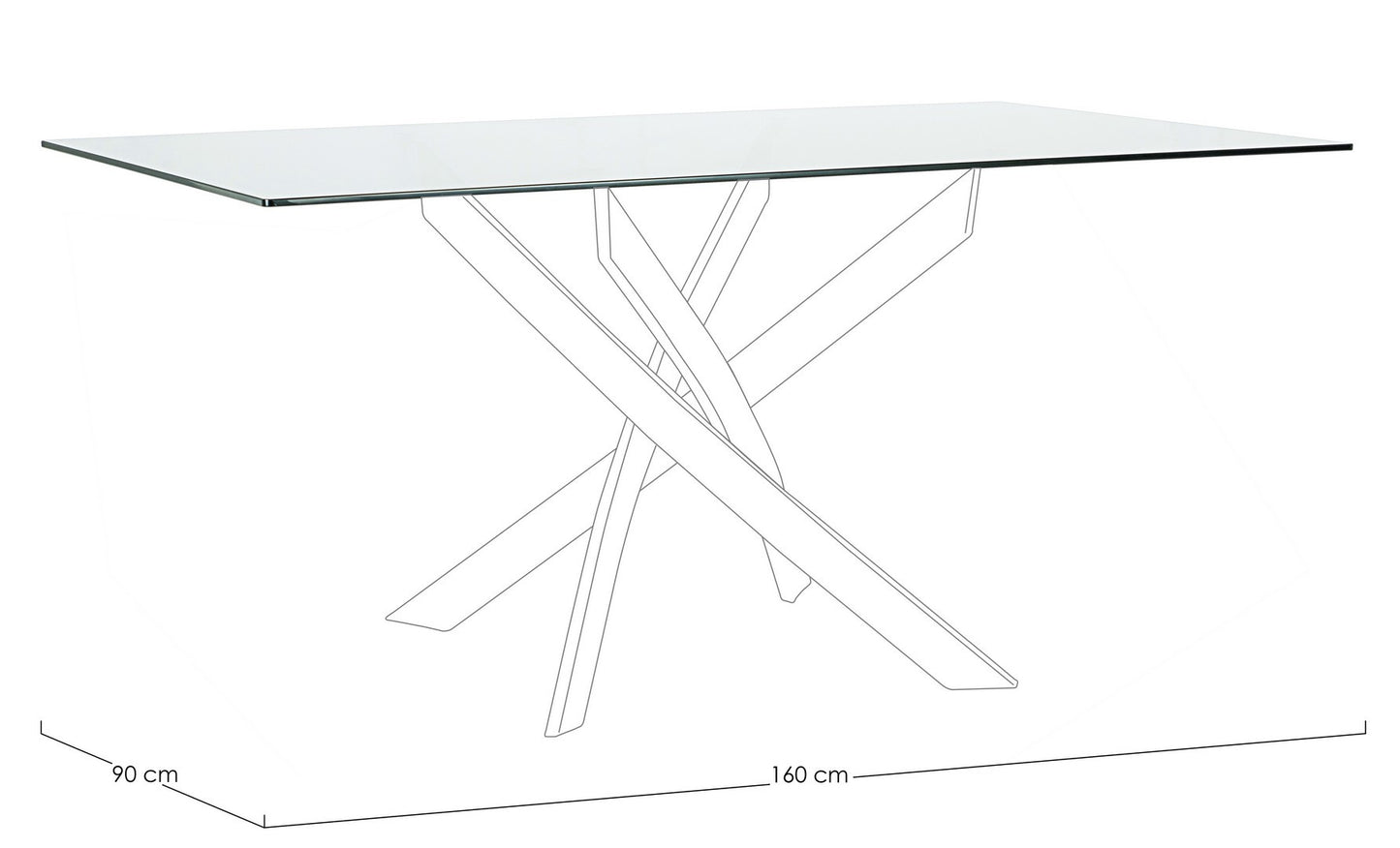 PIANO RETT TAV.GEORGE TRASPARENTE 160X90