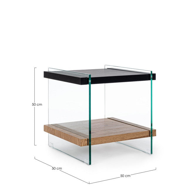 TAVOLINO 2P LINE WOOD NERO 50X50