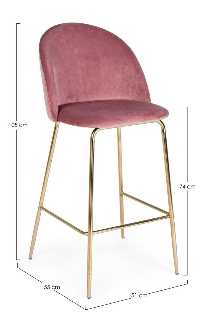 SGABELLO BAR CARRY VELLUTO BLUSH