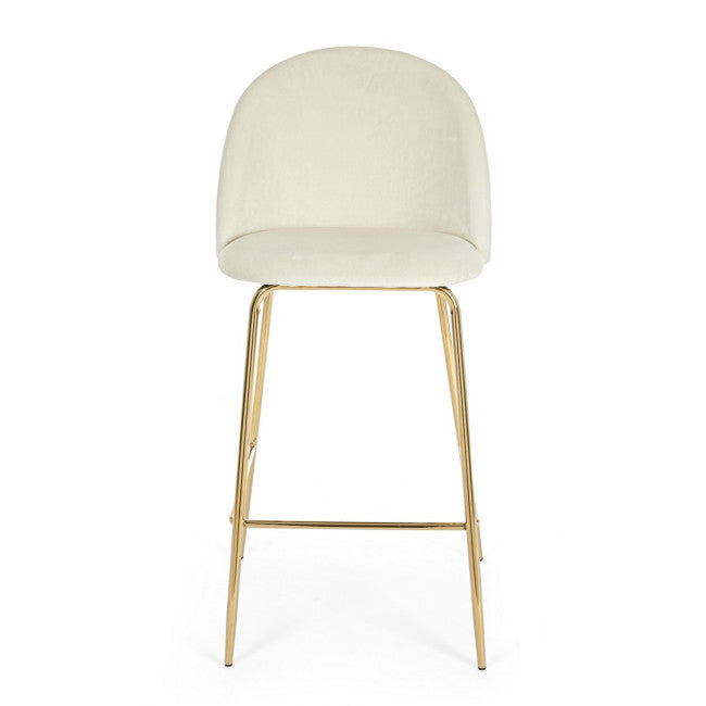 SGABELLO BAR CARRY VELLUTO BIANCO