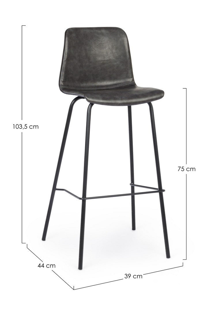 SGABELLO BAR KYRA PU ANTRACITE VINTAGE