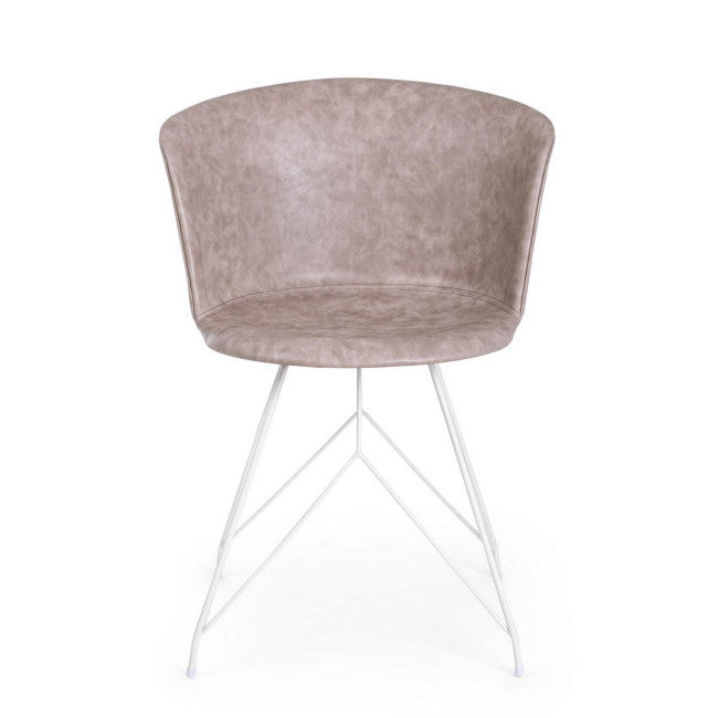 SEDIA LOFT BIANCO PU BEIGE VINTAGE