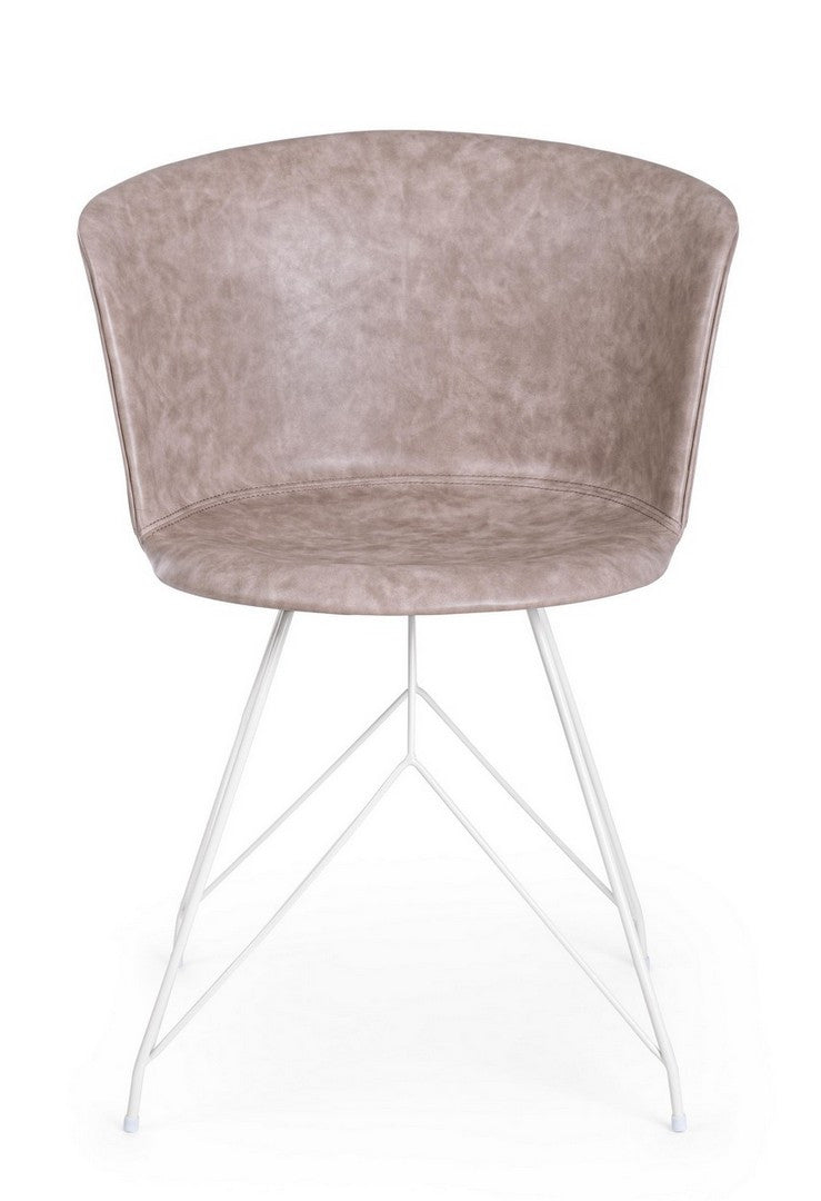 SEDIA LOFT BIANCO PU BEIGE VINTAGE