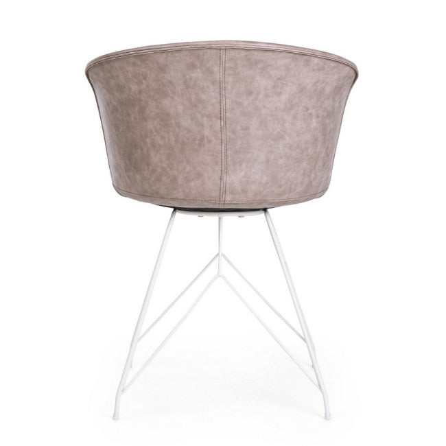 SEDIA LOFT BIANCO PU BEIGE VINTAGE