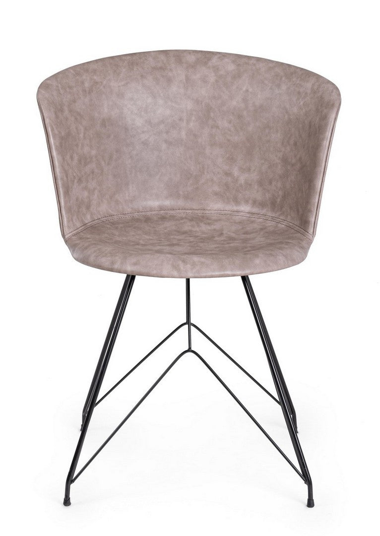 SEDIA LOFT NERO PU BEIGE VINTAGE