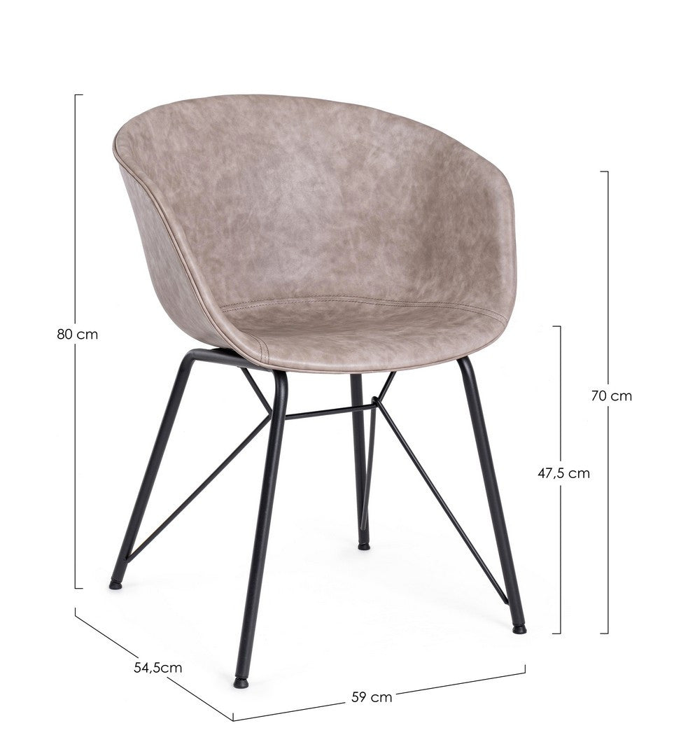 SEDIA WARHOL NERO PU BEIGE VINTAGE