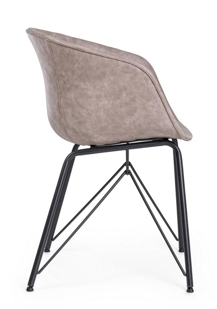 SEDIA WARHOL NERO PU BEIGE VINTAGE
