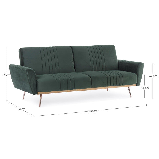 DIVANO LETTO JOHNNY VELLUTO VERDE SCURO