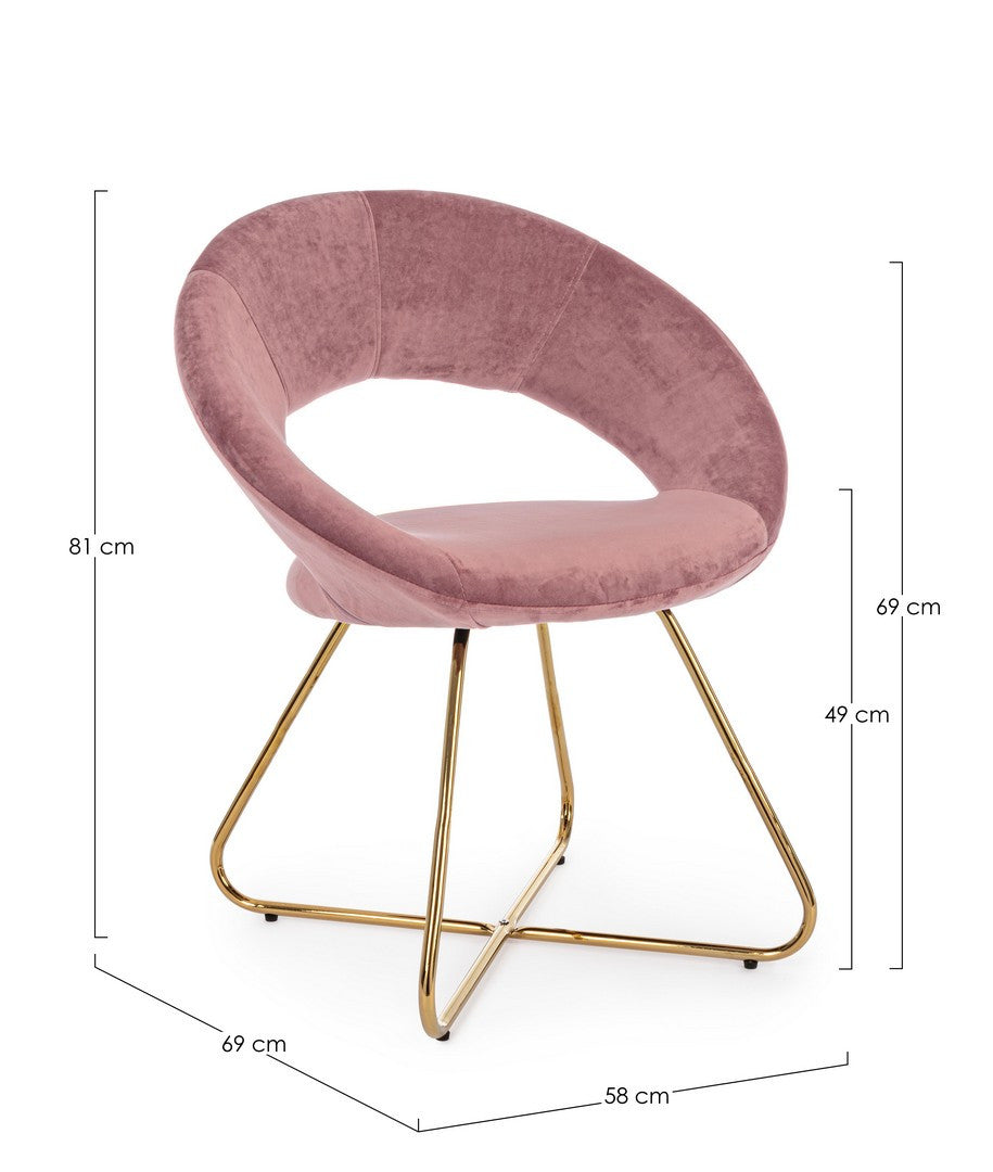 POLTRONA VANITY ORO VELLUTO ROSA