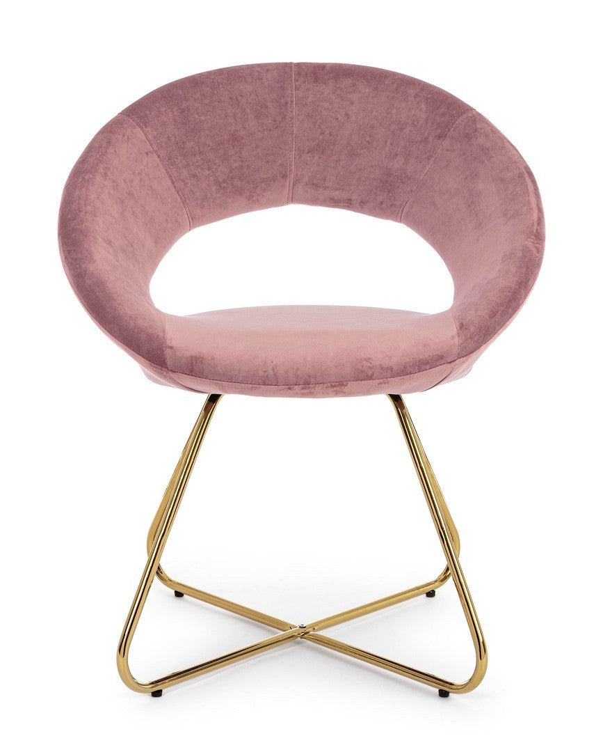POLTRONA VANITY ORO VELLUTO ROSA