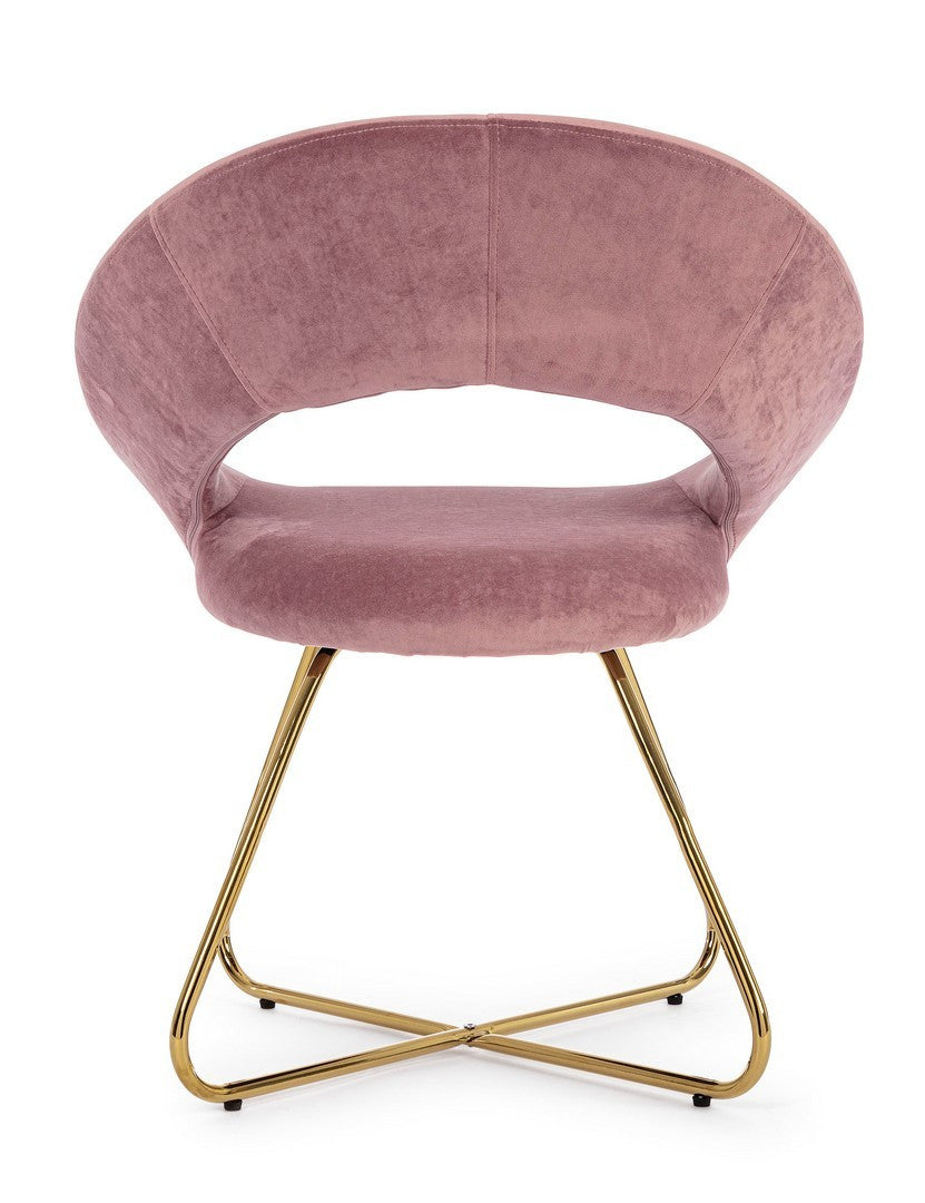 POLTRONA VANITY ORO VELLUTO ROSA