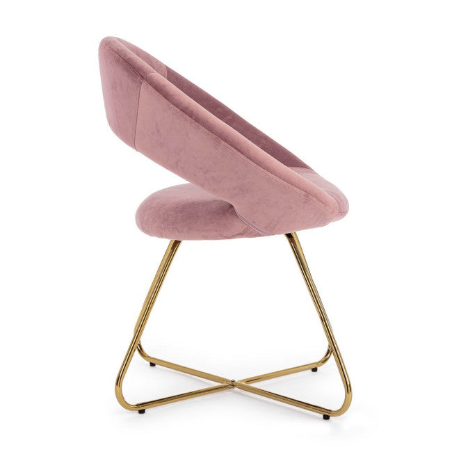 POLTRONA VANITY ORO VELLUTO ROSA