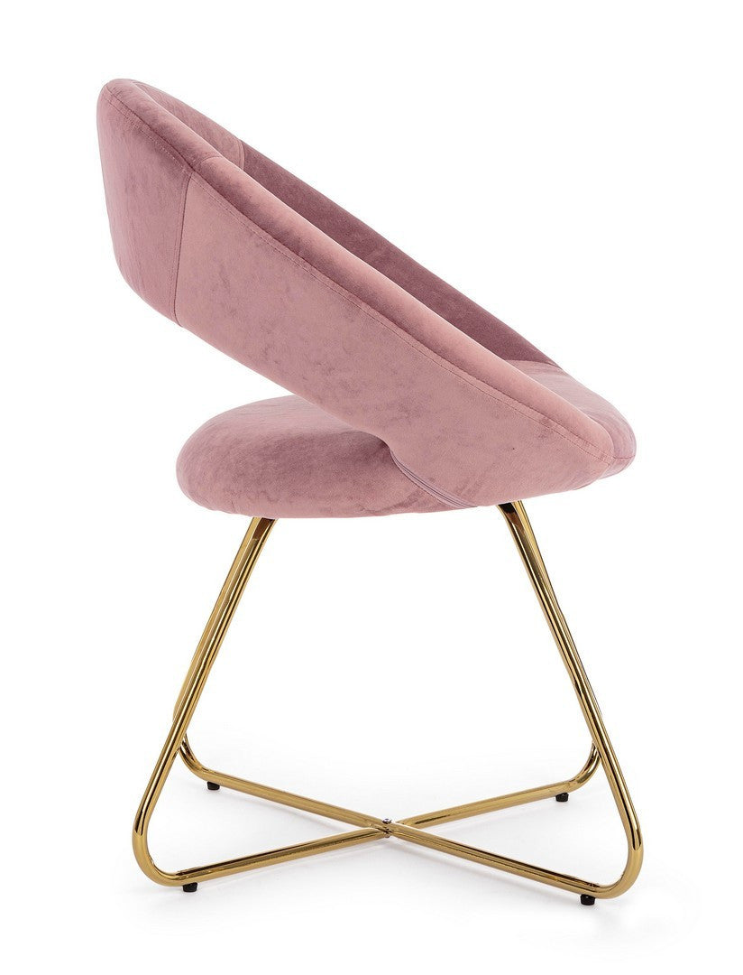 POLTRONA VANITY ORO VELLUTO ROSA