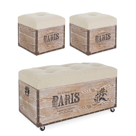 SET3 POUF TRAVEL PARIS CORDA