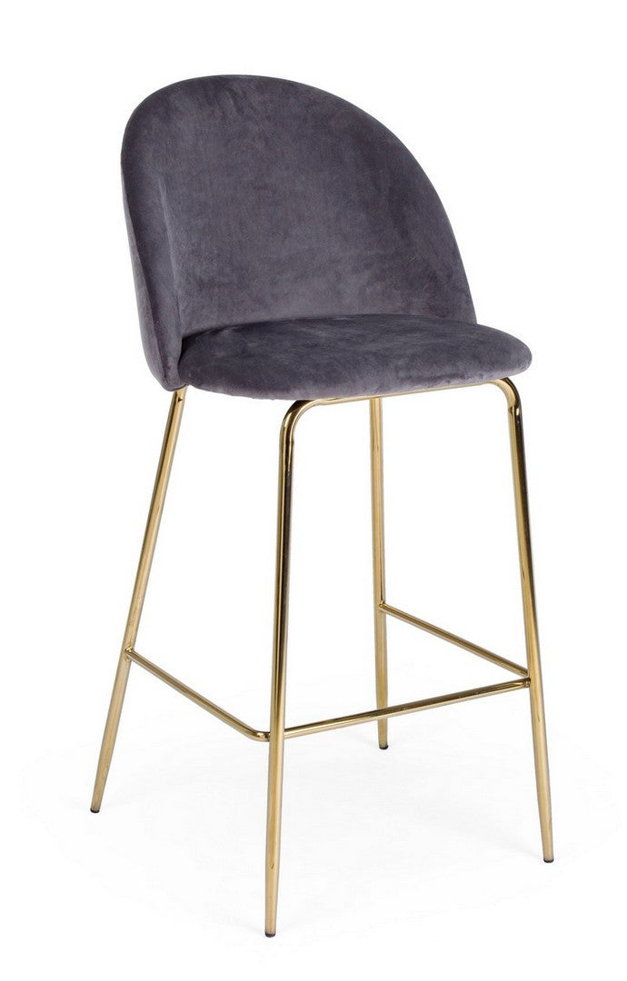 SGABELLO BAR CARRY VELLUTO GRIGIO SCURO