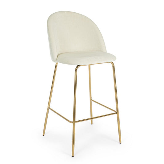 SGABELLO BAR CARRY VELLUTO BIANCO