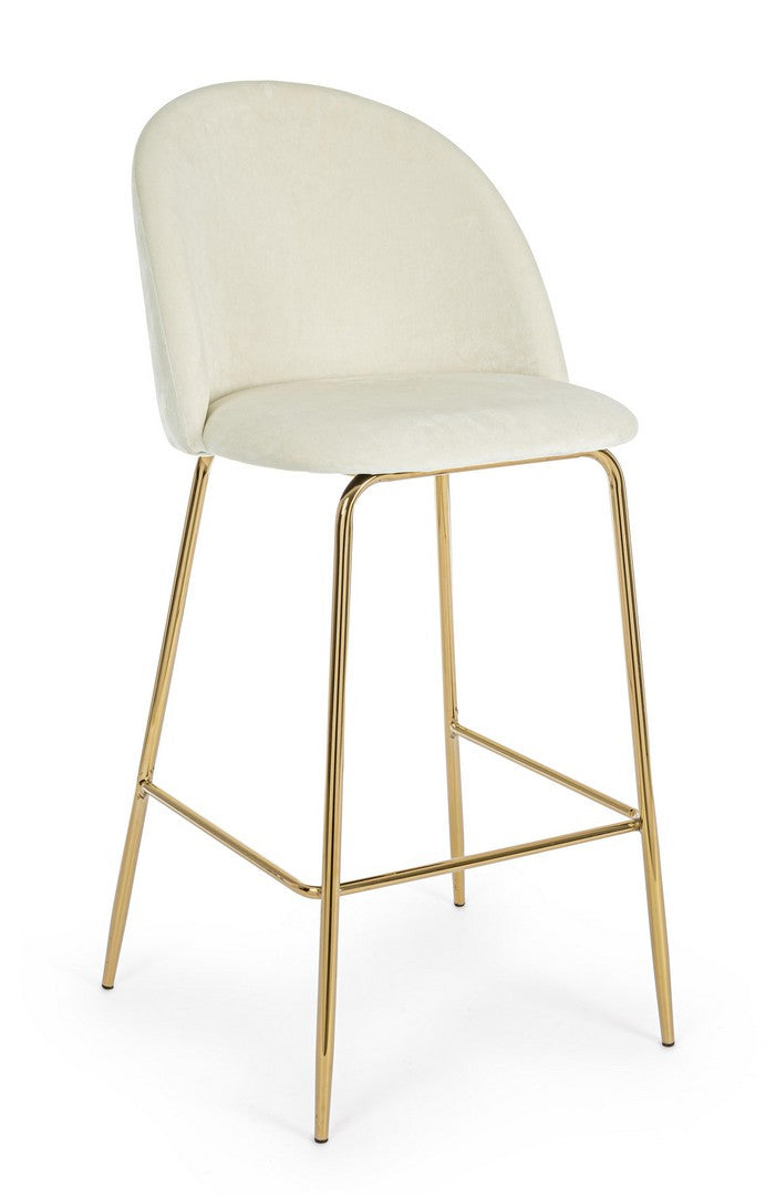SGABELLO BAR CARRY VELLUTO BIANCO
