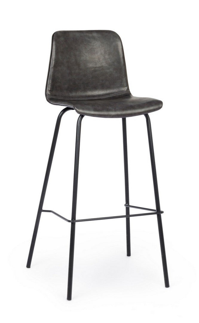 SGABELLO BAR KYRA PU ANTRACITE VINTAGE