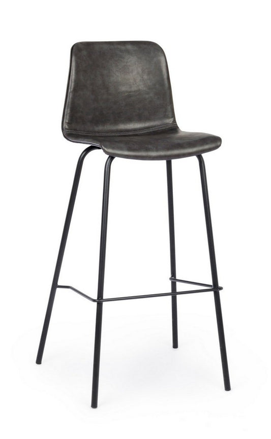 SGABELLO BAR KYRA PU ANTRACITE VINTAGE