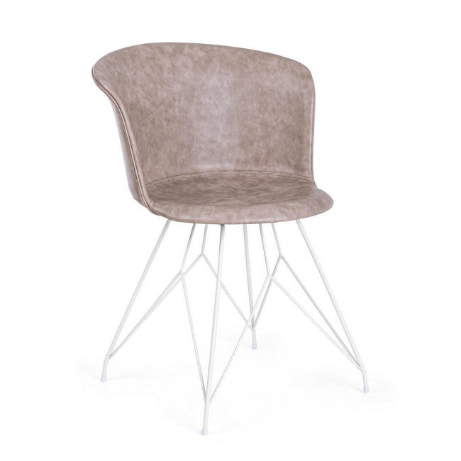 SEDIA LOFT BIANCO PU BEIGE VINTAGE