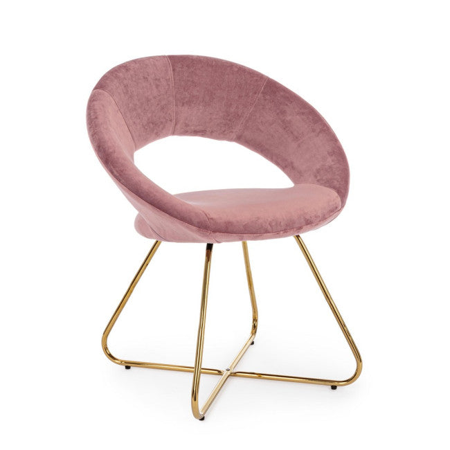 POLTRONA VANITY ORO VELLUTO ROSA