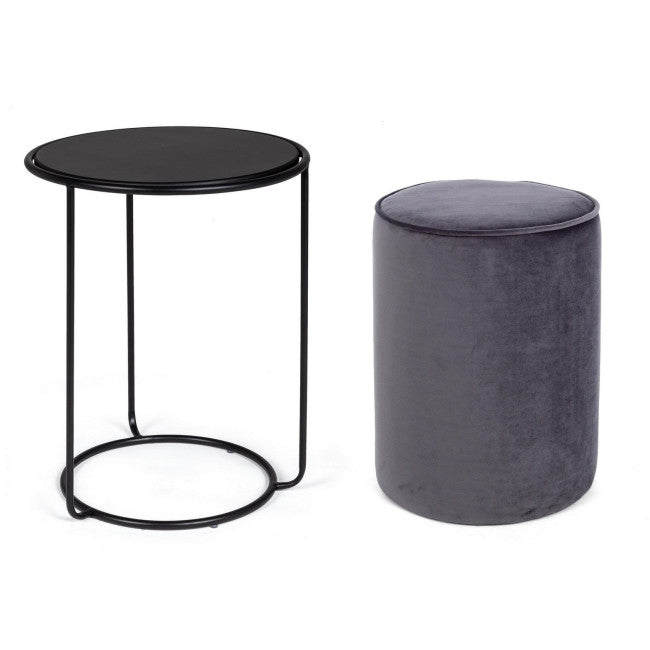 SET2 TAVOLINO-POUF ANNIKA GRIGIO SCURO