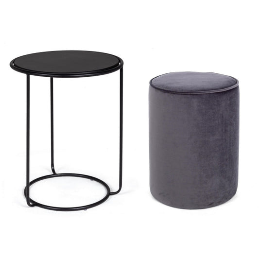 SET2 TAVOLINO-POUF ANNIKA GRIGIO SCURO
